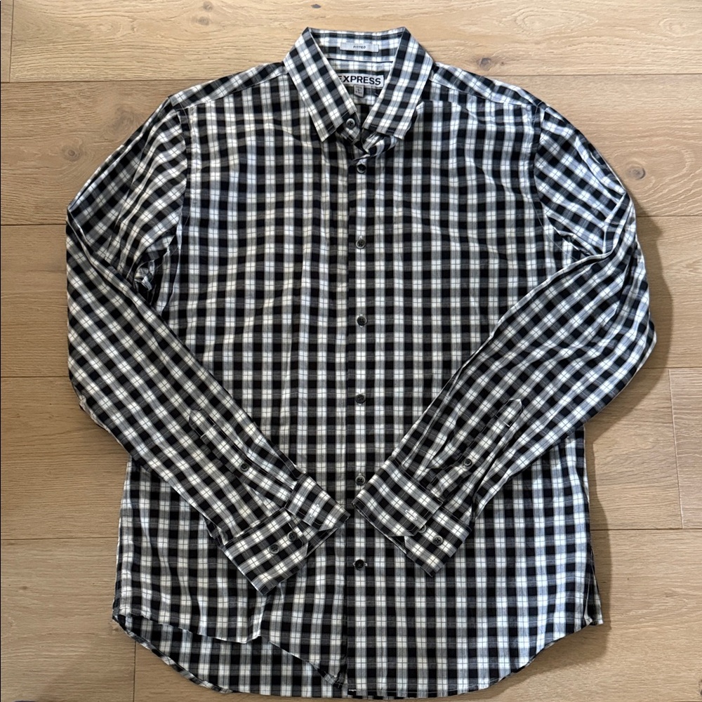 Express Black and White Checkered Men's Shirt